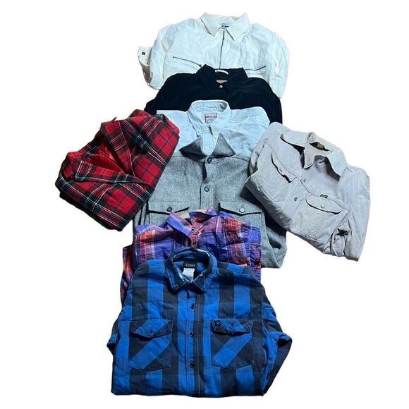 8 Item Workwear Button Down Shirt Bundle Lot Mens Medium/Large - Picture 1 of 16